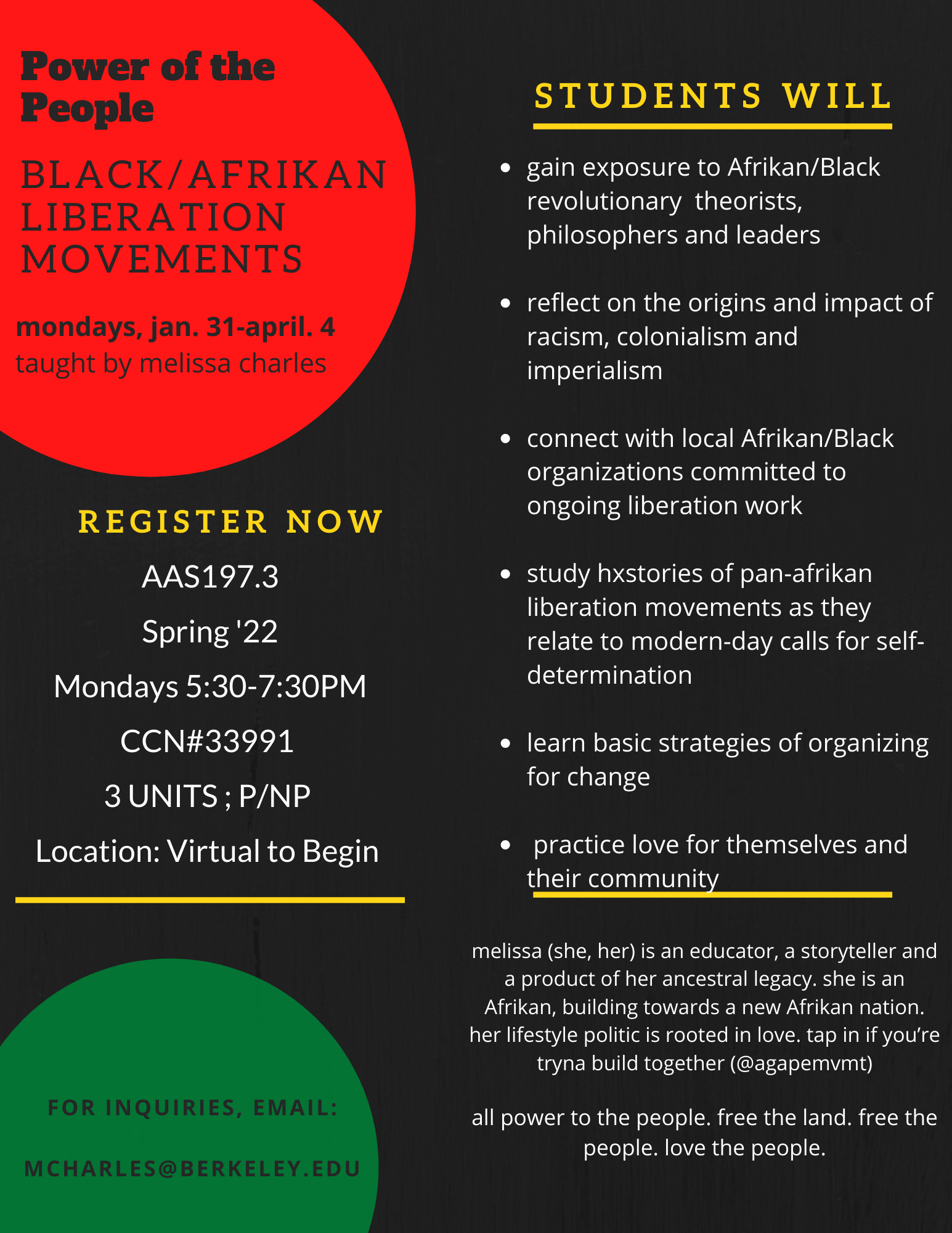 Afrikan/Black Liberation Movement: A Praxis-Based Course - Black Studies Collaboratory Small Grants Program